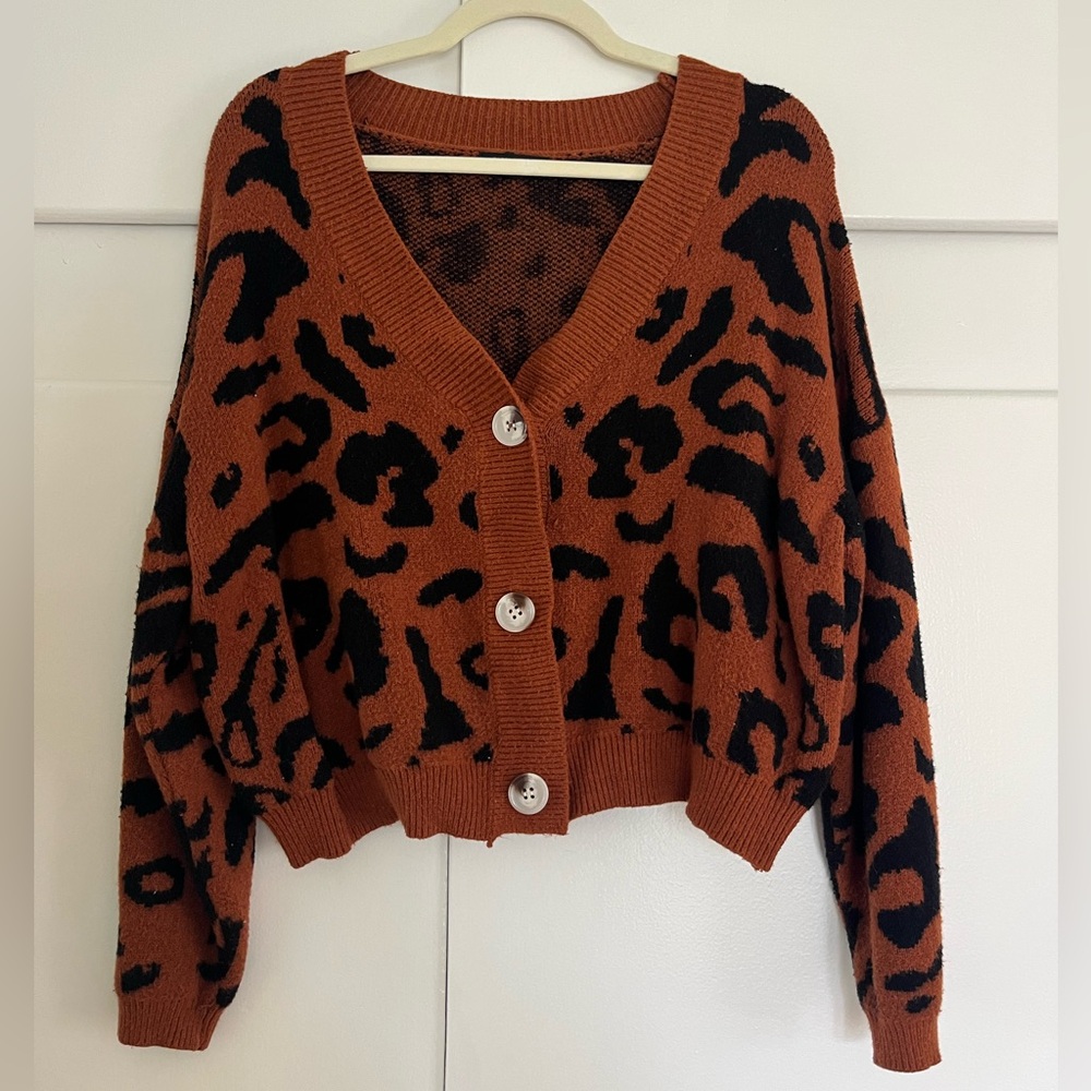 Papermoon Brown and Black Animal Print Cardigan